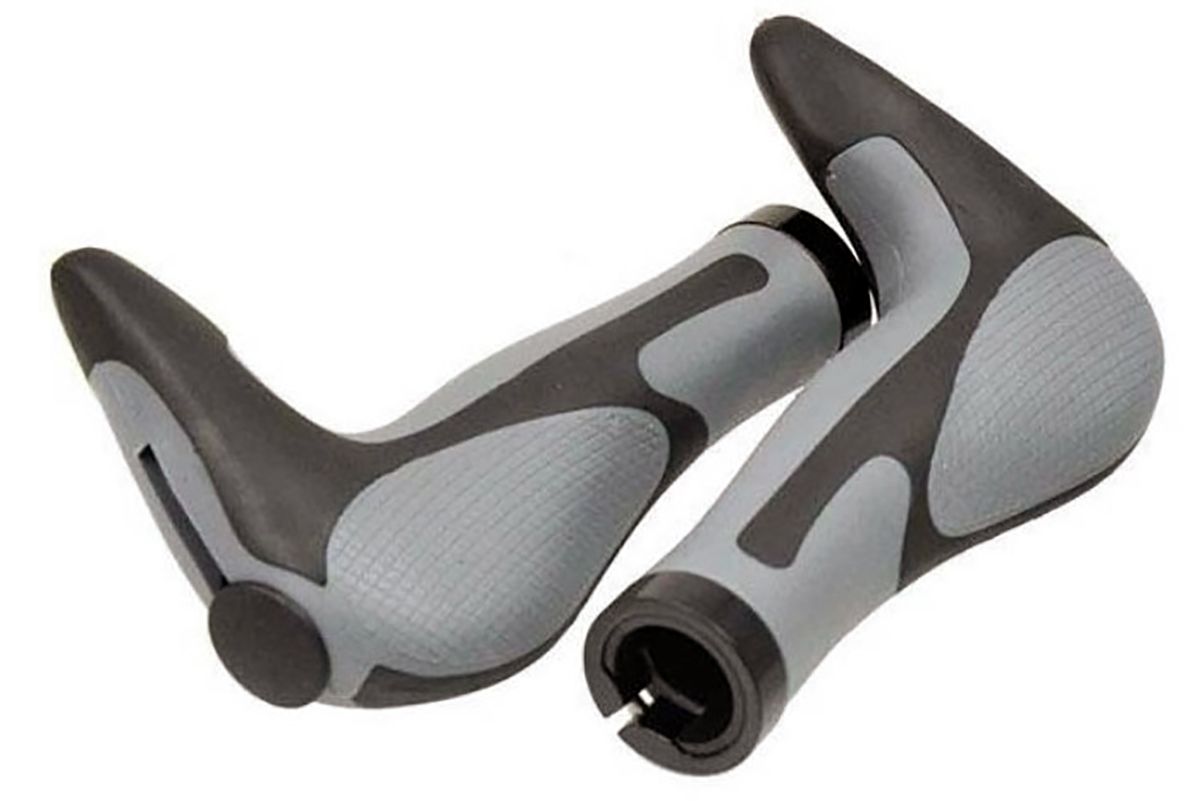 Грипсы эргономичные, длина 140 мм,черные с серым,индивидуальная упаковка HL-G205